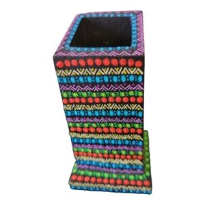 Hand Painted Desk Accessory Pen Holder Mexico